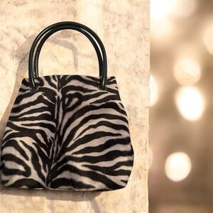 Zebra Print Women's Mini Bag with Black Handles